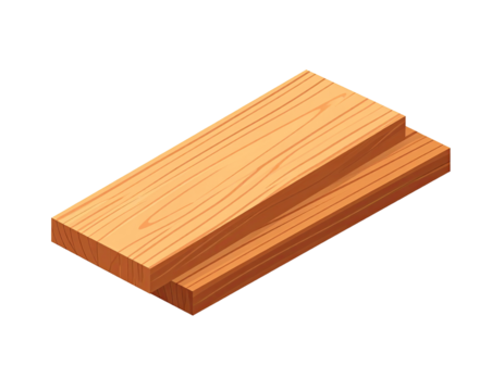 Two stacked light-colored wooden planks, isometric view