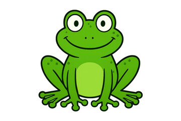 Fototapeta premium Happy green frog cartoon character smiling