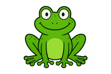 Happy green frog cartoon character smiling