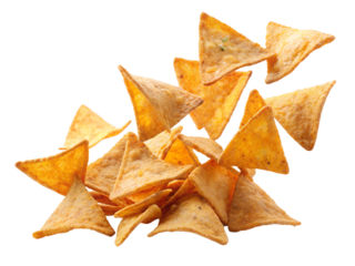 A pile of tortilla chips isolated on transparent background