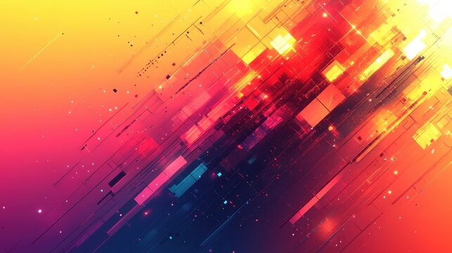 Abstract Colorful Digital Background with Dynamic Geometric Shapes