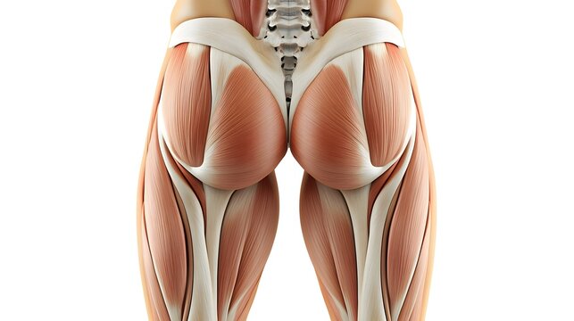 Human Gluteal Muscles Anatomy Posterior View Red and White Muscle Detail