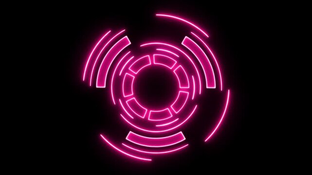 Futuristic interface design elements like scanning graph or hologram No inside icon . on black background