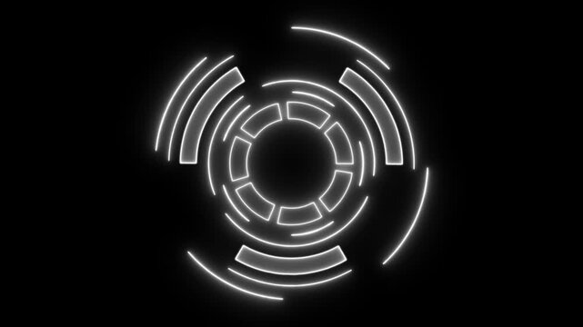 Futuristic interface design elements like scanning graph or hologram No inside icon . on black background