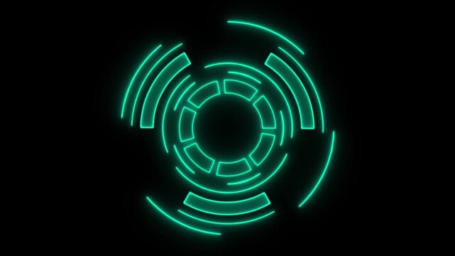 Futuristic interface design elements like scanning graph or hologram No inside icon . on black background