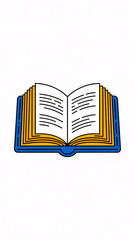 A stylized open book with blue and orange pages, symbolizing education, study, and reading. Ideal for libraries, classrooms, and creative projects emphasizing knowledge and literacy.