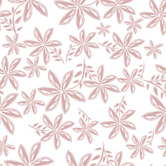 Exotic hand drawn flowers, seamless patterns with floral for fabric, textiles, clothing, wrapping paper, cover, banner, home decor, abstract backgrounds