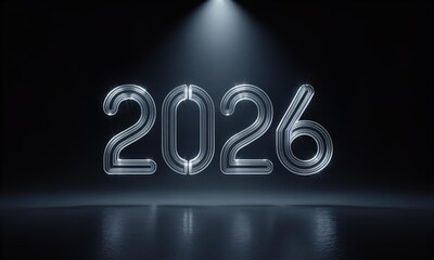 Dramatic Metallic 2026 Year Display Spotlight Future Success Annual Planning Technology Innovation Stage Event