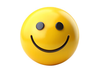 Yellow smiley face with black eyes and mouth, isolated on transparent background