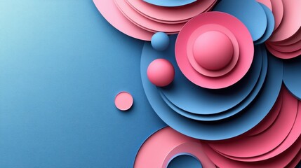Abstract Background with Layered Circles in Pink and Blue Tones