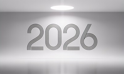 Modern 2026 Year Projection Clean Minimalist Design Future Business Planning Spotlight Background