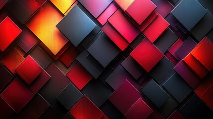Colorful Abstract Background with Geometric Red and Black Shapes