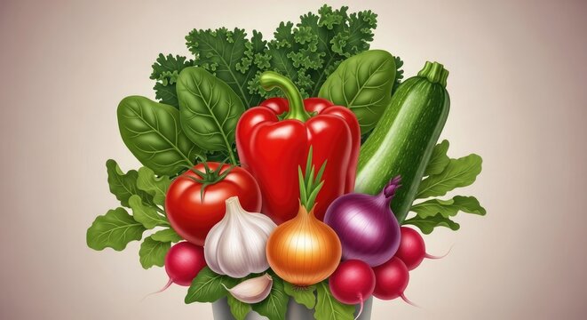 Bouquet of Fresh Vegetables and Greens healthy food