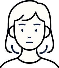 A simple flat avatar illustration of a woman with short dark hair and neutral expression, symbolizing user profile or identity.