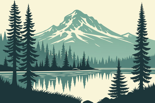 Waldo Lake in Oregon, crystal-clear alpine waters reflecting old-growth pines and snowcapped peaks