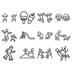 Coloring Page Icon Set | Black and White Outlined Icons for Kids, Education, Drawing, Learning & Creativity