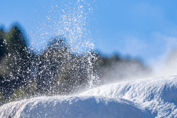 Mammoth Hot Springs, Yellowstone National Park , Wyoming. Hydrothermal System. calcium-carbonate waters. Terrace