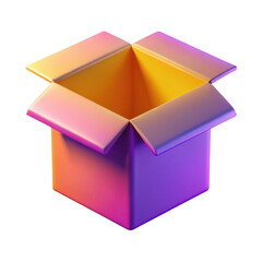 3d open cardboard box isolated on transparent background