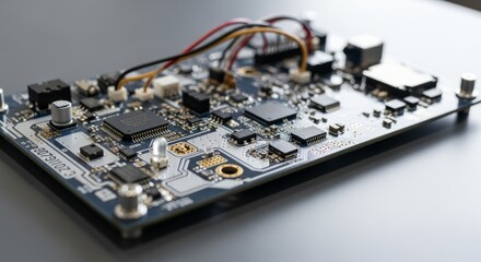 Advanced blue motherboard offers cutting-edge technology solutions and seamless integration for computing, robotics, and network systems development