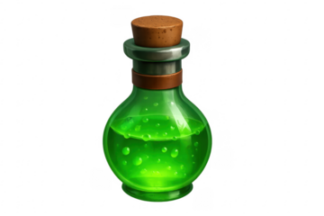Green fantasy potion vial with magic liquid elixir