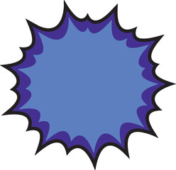 Colorful Blue Purple Comic Explosion Burst Icon with Pop Art Style