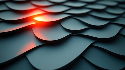 Abstract Wave Pattern with Soft Lighting on Dark Surface