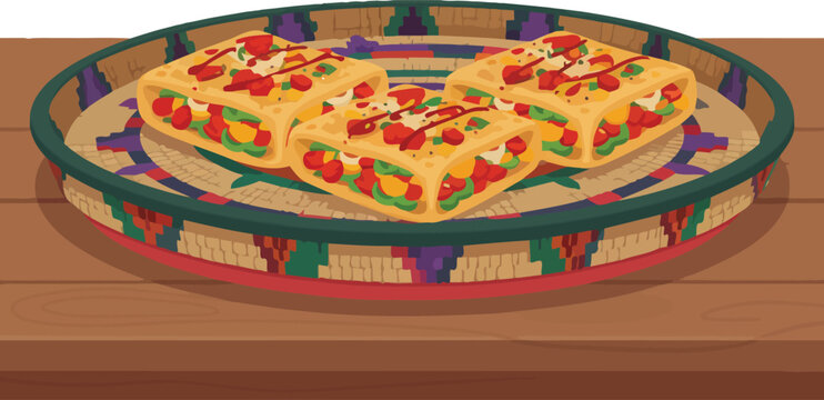 Delicious traditional Ethiopian Kitcha Fit-Fit, a savory dish made with torn flatbread, a vibrant vegetable mix, and flavorful sauce, served on a colorful Mesob platter.