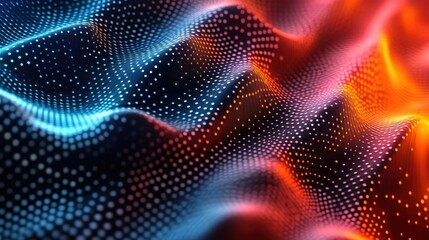 Vibrant Abstract Waves of Light with Dots in Motion