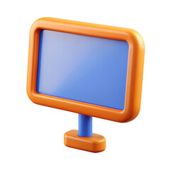 3d orange frame digital screen isolated on transparent background
