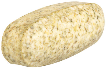 Garlic supplement pills on white background