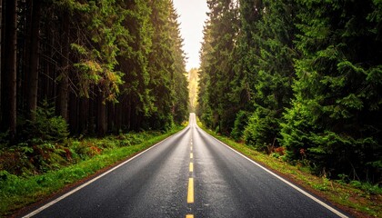 Fototapeta premium Road to the Horizon - A Journey Through the Forest.