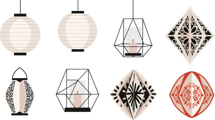 Elegant Lanterns and Candle Holders Collection for Home Decoration, Weddings, Festivals, and Vintage Lighting Design in Various Styles