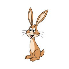 Playful desert hare illustration in a vibrant desert landscape