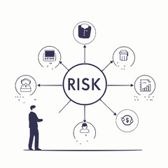 Risk assessment diagram with icons and businessman