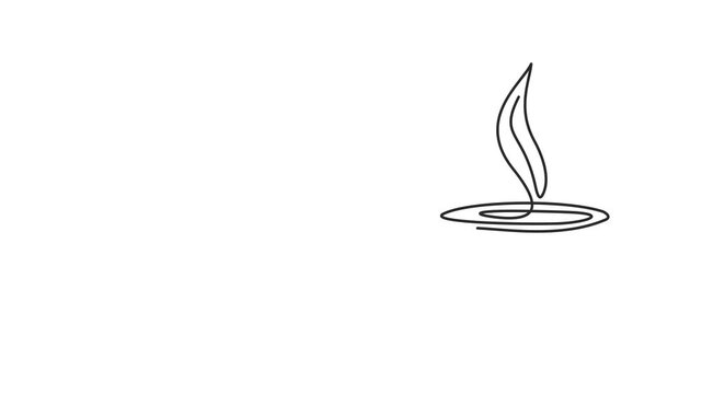 Animated self drawing of continuous line draw  cup of coffee drink with coffee beans on  table. Coffee drink concept display for coffee shop. Full length one line animation. 4K	