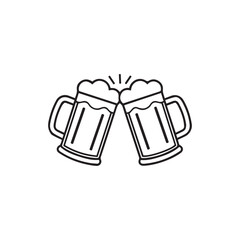 Tilted Beer Mugs Icon – Minimal Cheers Vector Illustration