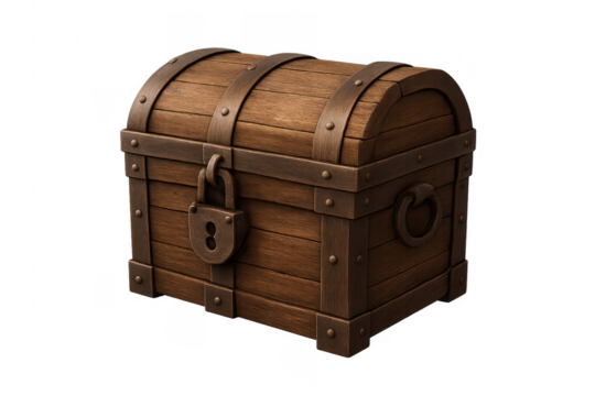 Wooden treasure chest with padlock representing wealth and adventure