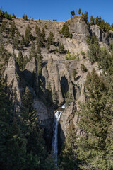Fototapeta premium Tower Fall, Tower Creek. Yellowstone River Overlook, Devils Den, Yellowstone National Park , Wyoming. Yellowstone River