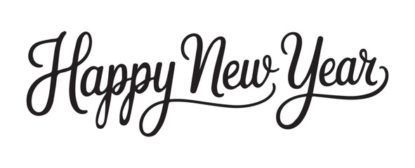 Happy New Year Calligraphy with Sparkles text lettering