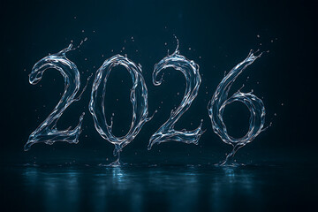 New year Water Splash Typography Design
