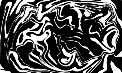 Abstract black and white swirling pattern with organic shapes and fluid motion isolated on transparent background
