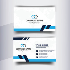 Modern Blue Geometric Business Card Template – Professional Corporate Branding and Identity Design