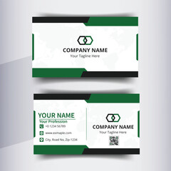 Modern Green and Black Corporate Business Card Template – Professional Company Branding Design