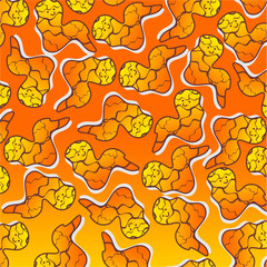 Fried chicken pattern background. Fried chicken seamless pattern background. Fast food fried chicken illustration. Fried chicken wing pattern illustration. Fast food vector. Gradient fast food.