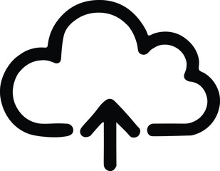 Black cloud icon with laptop and upload download arrows