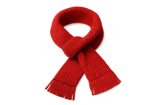 Red knitted wool scarf for winter fashion accessory