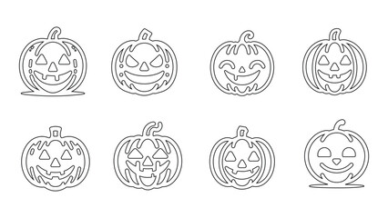 Scary Pumpkin Silhouette Icons for Halloween Celebration