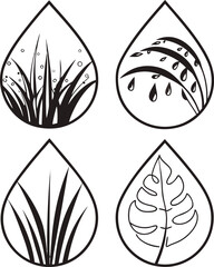 Eco Nature Icon Set with Leaves and Floral Elements