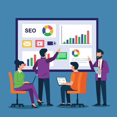 Digital Marketing Strategy Planning flat style illustration