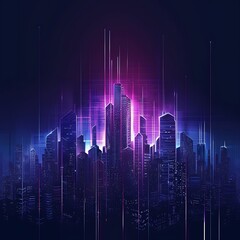 Fototapeta premium Futuristic urban cityscape with vibrant neon illumination and ascending lines